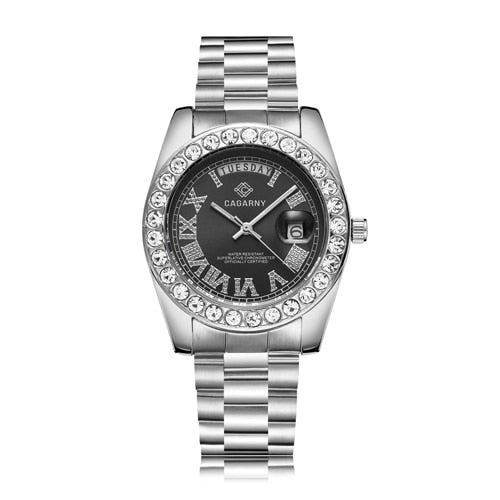 Big Diamonds Gold Watch Men Stainless Steel day-date Men's WristWatch President relogio masculino Fashion Womens Quartz Watches