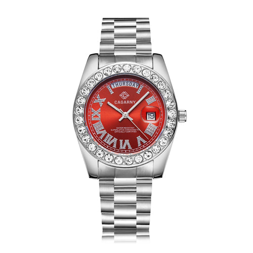 Big Diamonds Gold Watch Men Stainless Steel day-date Men's WristWatch President relogio masculino Fashion Womens Quartz Watches