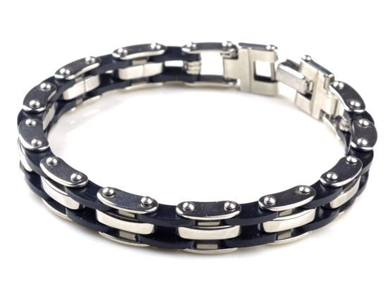 Men Silver Stainless Steel Link Chain Bracelet