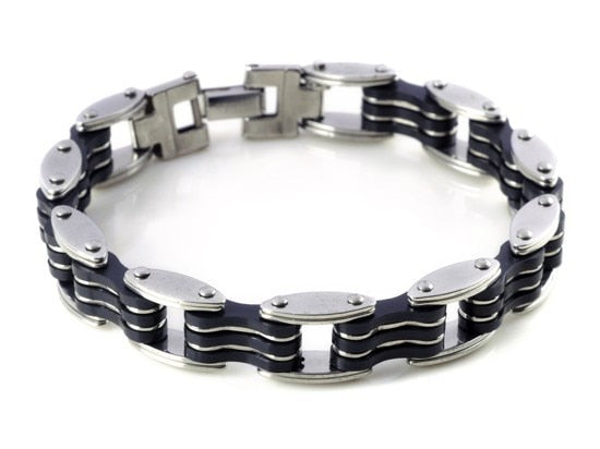 Men Silver Stainless Steel Link Chain Bracelet