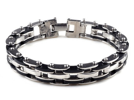 Men Silver Stainless Steel Link Chain Bracelet