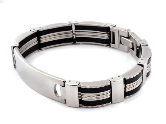 Men Silver Stainless Steel Link Chain Bracelet