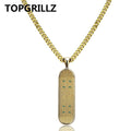 Hip Hop Gold/Silver Color Iced Out Micro Pave CZ Stone Skateboard Pendant Necklaces Copper Cuban Link Necklaces Gifts