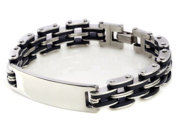 Men Silver Stainless Steel Link Chain Bracelet