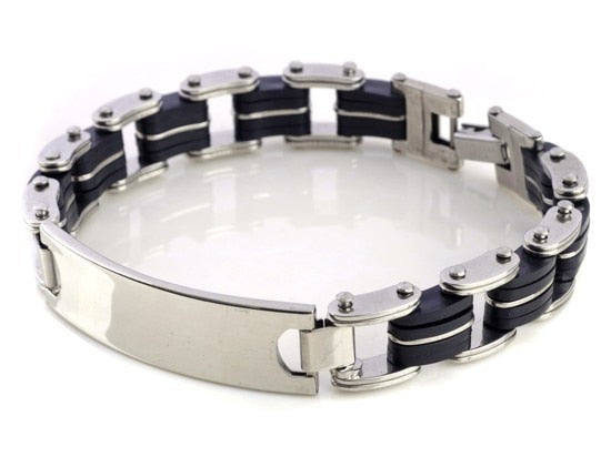 Men Silver Stainless Steel Link Chain Bracelet