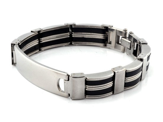Men Silver Stainless Steel Link Chain Bracelet
