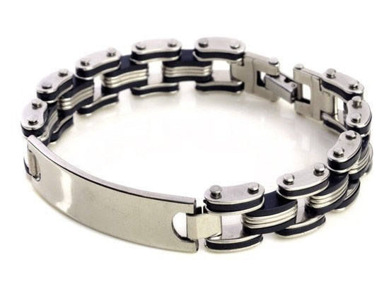 Men Silver Stainless Steel Link Chain Bracelet