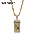 Hip Hop Detachable Medicine Bottle Pendant Necklace Men's Jewelry Gold Silver Color Cubic Zircon Necklaces Gifts