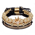 3pcs/Set Hip Hop Gold Crown Bracelets 8MM