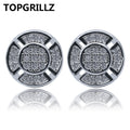 Hip Hop Gold Silver Color Iced Out Cubic Zircon Rund Stud Earring Men Jewelry Gifts With Screw Back Buckle