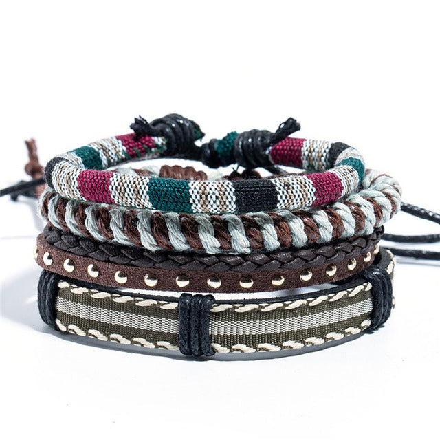 12 Style Metal Leather Bracelet 20.5CM