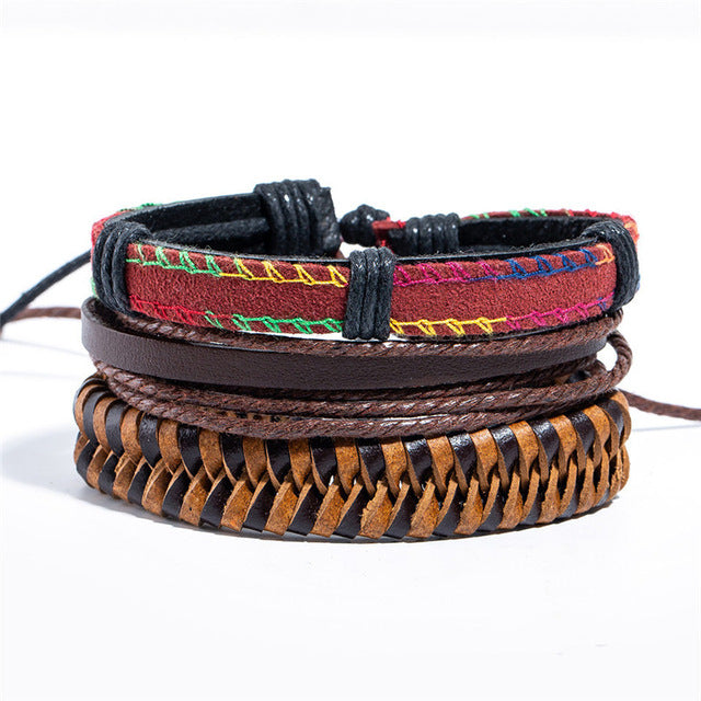 12 Style Metal Leather Bracelet 20.5CM