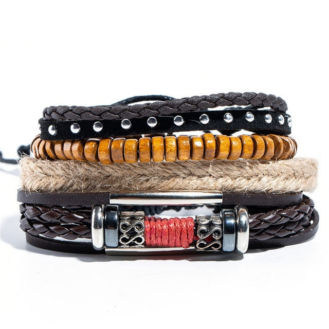 12 Style Metal Leather Bracelet 20.5CM