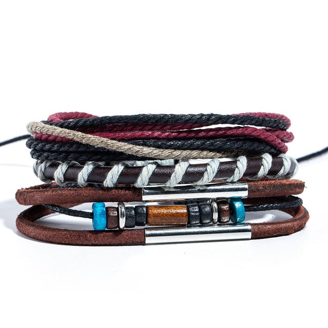12 Style Metal Leather Bracelet 20.5CM