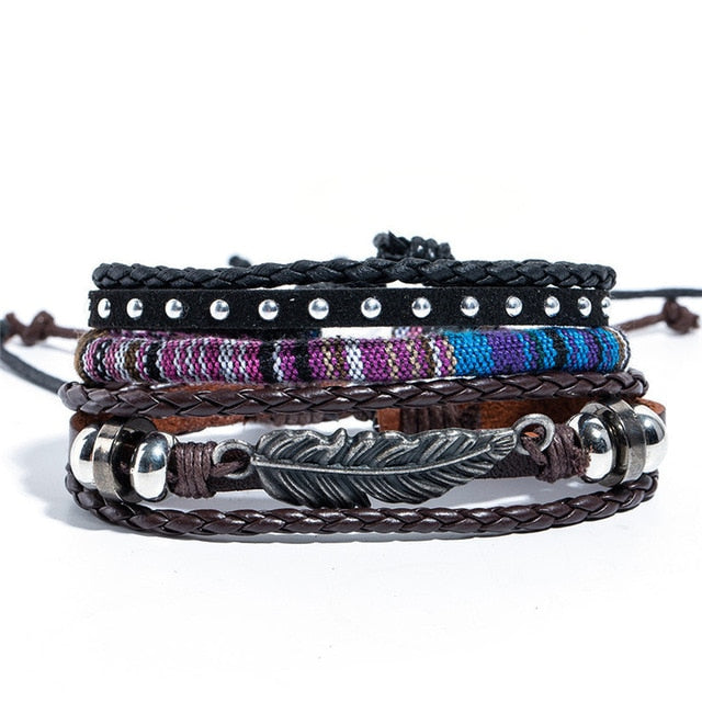 12 Style Metal Leather Bracelet 20.5CM