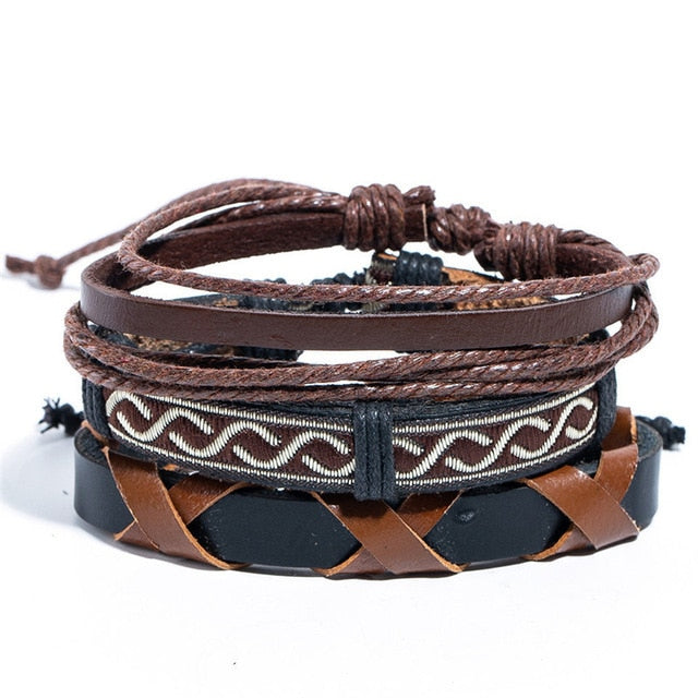 12 Style Metal Leather Bracelet 20.5CM