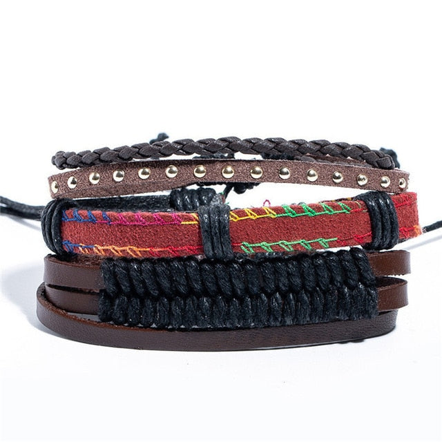 12 Style Metal Leather Bracelet 20.5CM