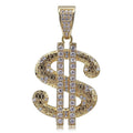 New Solid Dollar Letter Pendant Necklace Men Iced Out Chain Hip Hop/Punk Jewelry Gold Silver Color Necklaces For Gift