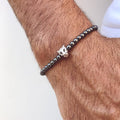 Crown Charm Men bracelet with hematite beads